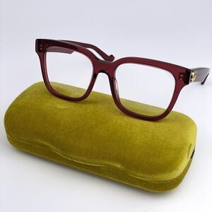 NEW  Gucci GG0958O 006 Burgundy Square Unisex Eyeglasses